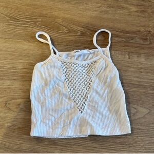 LF Ivory Crochet Accent Tank Top